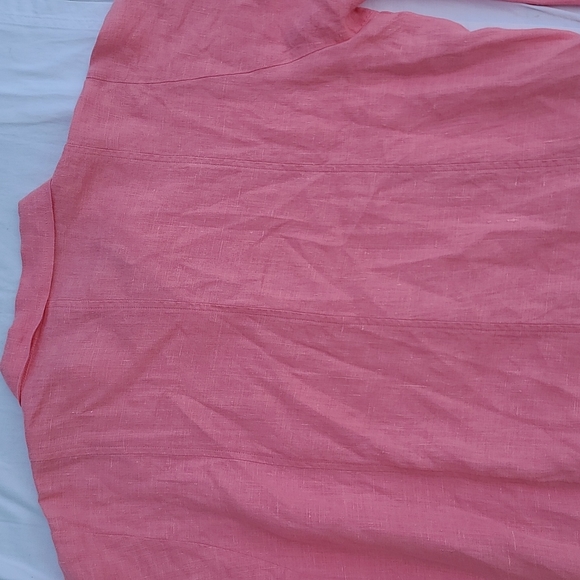 Pink linen button shacket shirt jacket collar medium - Picture 7 of 9